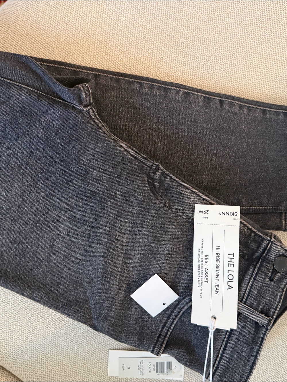 Denim Forum The Lola High-Rise Skinny Jeans in Charcoal Gray